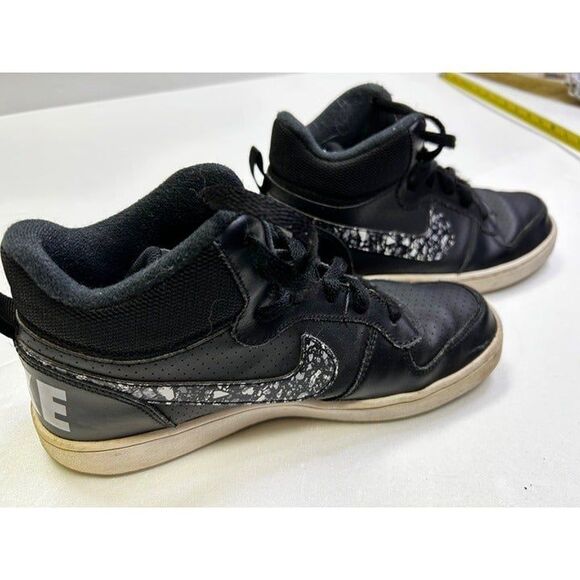 Nike Air Force black high tops with a pebbled looking swoosh  Size 7Y - Picture 2 of 9